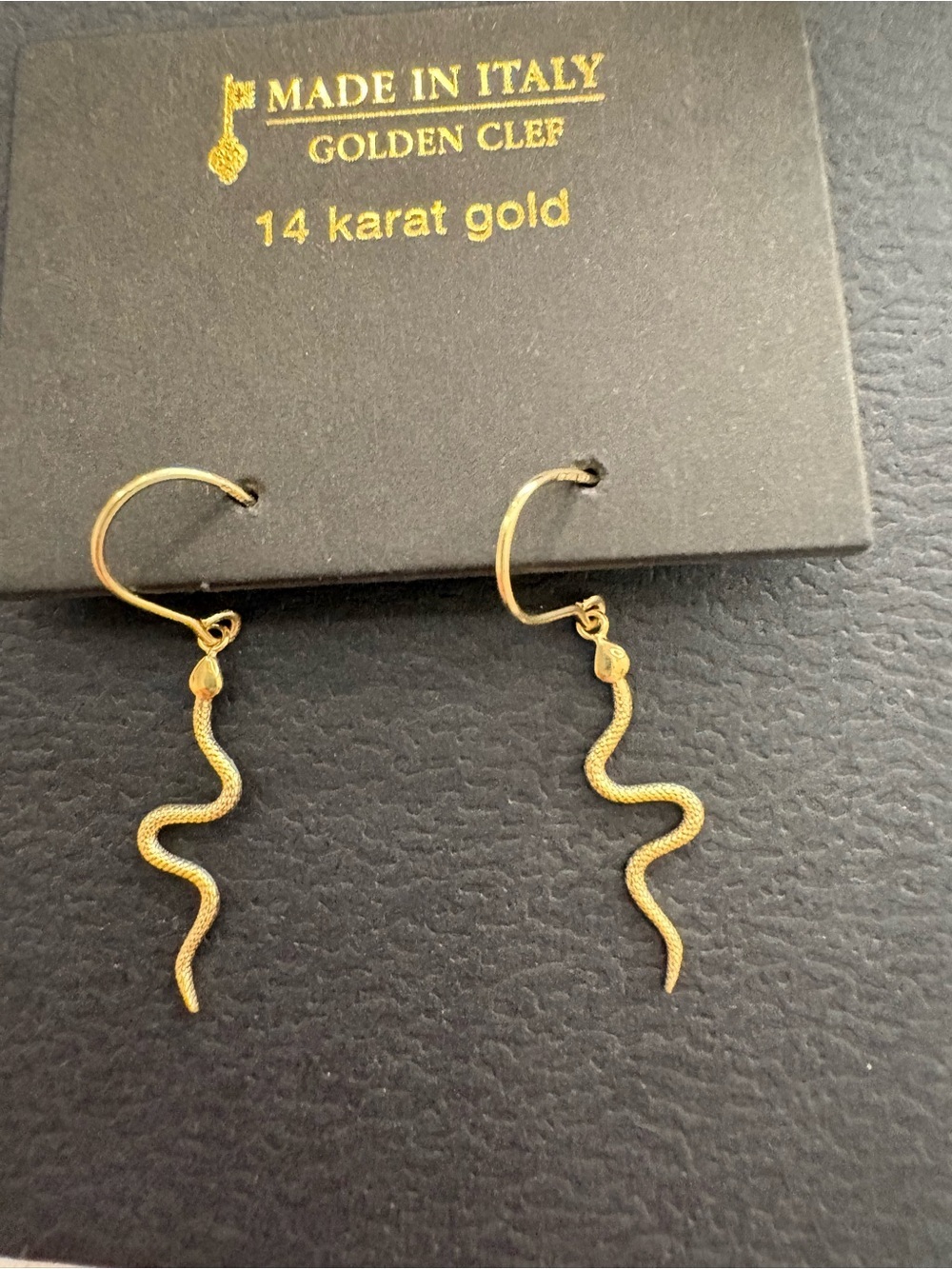 14K Gold Snake Drop Earrings - Gold